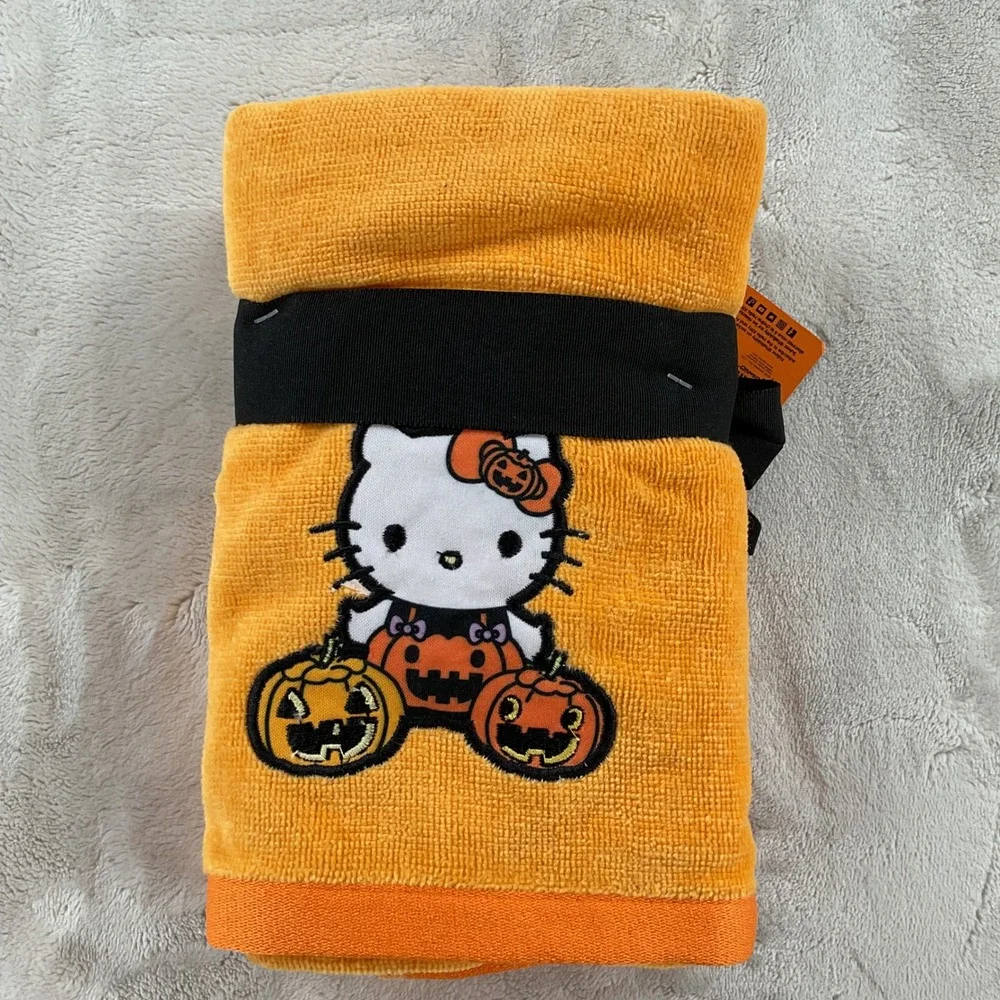 Hello Kitty Halloween Hand Towels 2 Pack Orange Pumpkin Embroidered Sanrio NEW